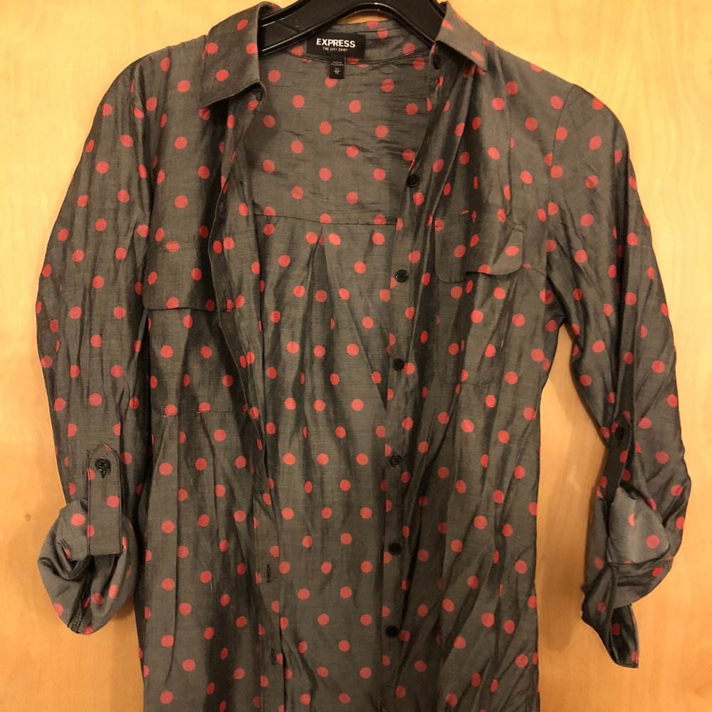 Polka Dot Button Down Blouse